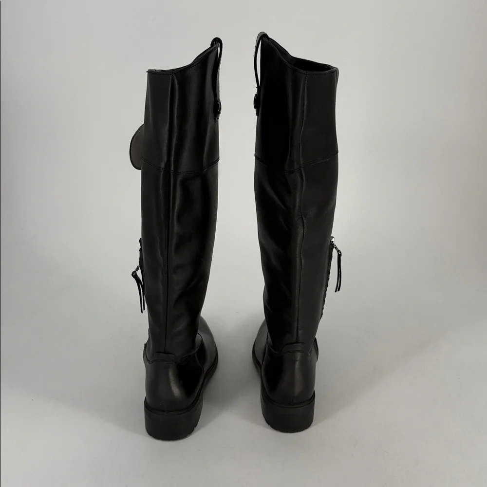 Sam Edelman Drina Tall Shaft Boots Black Women Zip, Square Toe Sz 7